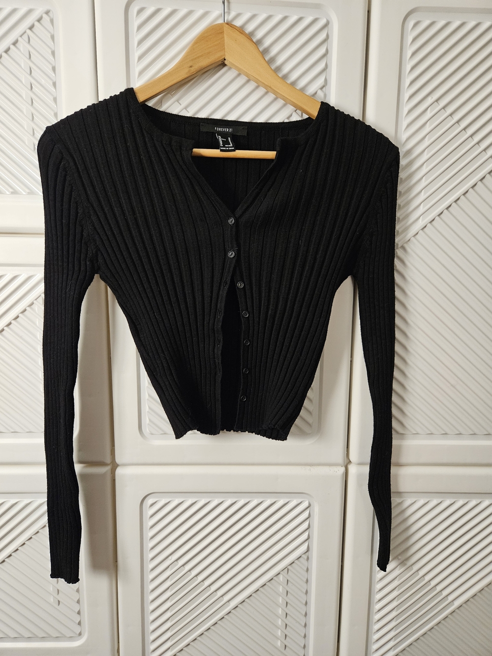 Forever 21 Black Ribbed Button-Front Sweater